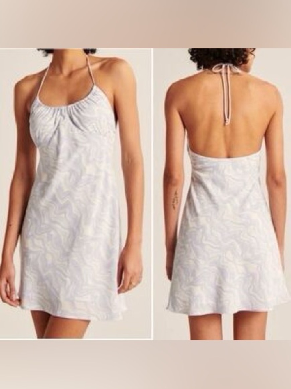 Abercrombie & Fitch Light Blue Marble Halter Mini Dress